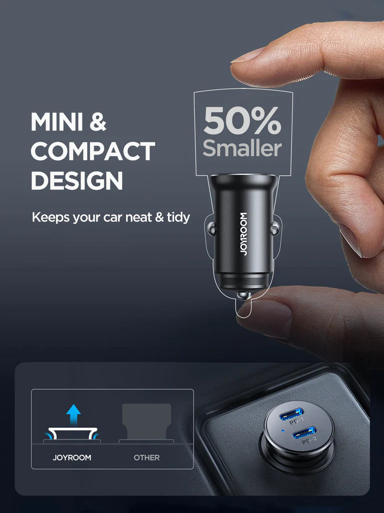 JOYROOM 30W mini Metal Car Charger CCN06 C+C