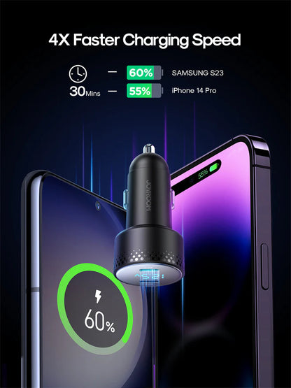 JOYROOM JR-CCD02 Car Charger 2x USB C 70W with LED display