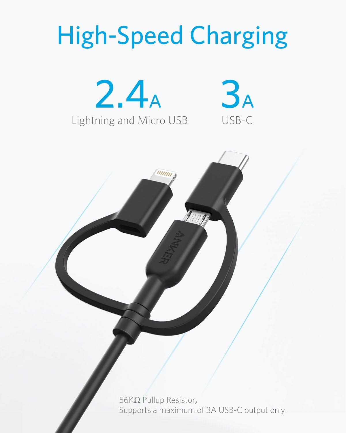 ANKER 321 USB-A to Lightning Cable (3 ft 3-in-1)