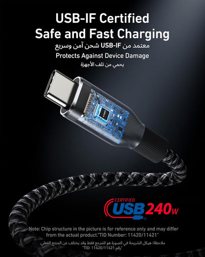Anker Prime USB-C to USB-C Cable (3 ft / 6 ft, 240W, Upcycled-Braided)