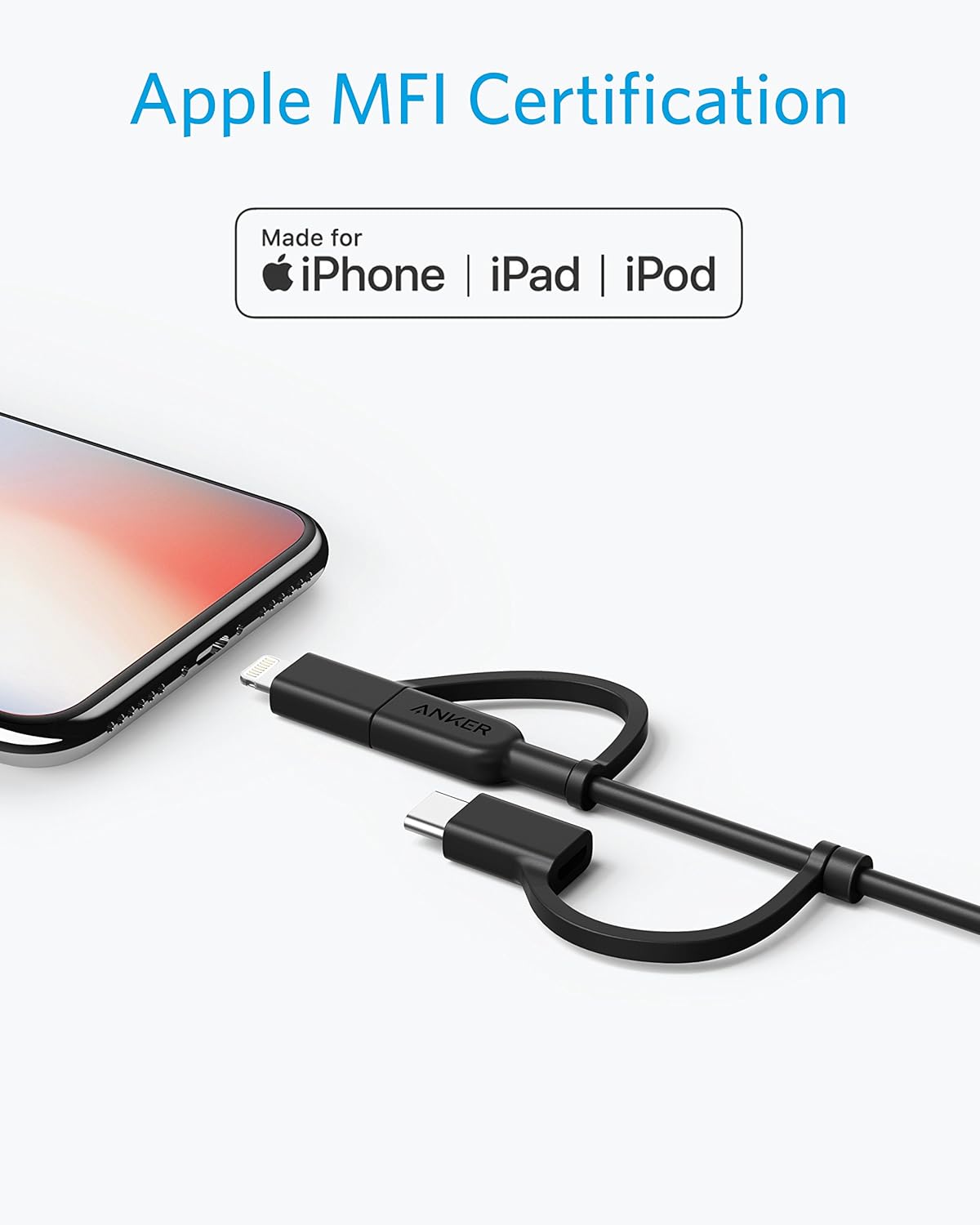 ANKER 321 USB-A to Lightning Cable (3 ft 3-in-1)