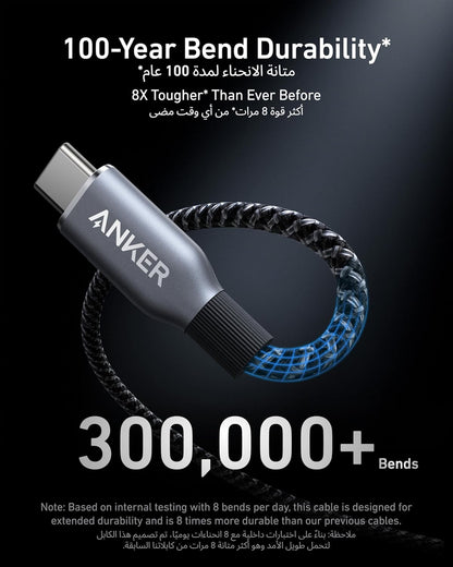 Anker Prime USB-C to USB-C Cable (3 ft / 6 ft, 240W, Upcycled-Braided)