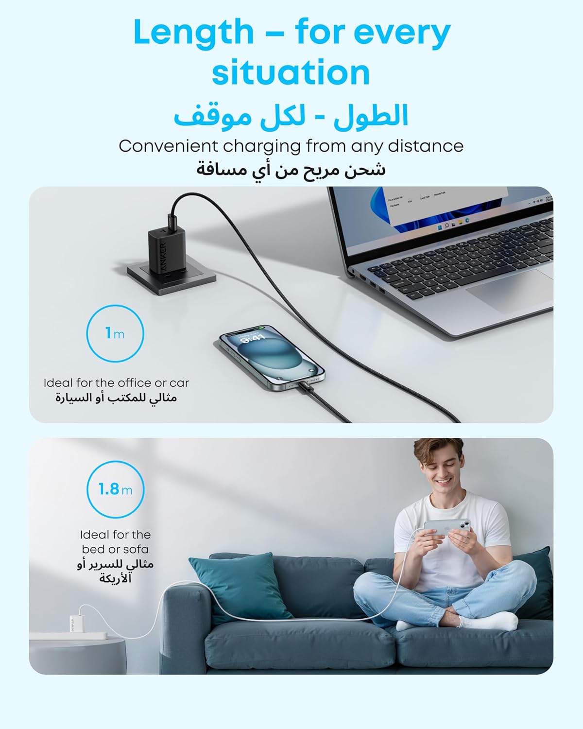 ANKER Zolo USB A to USB C Fast Charging 3ft/0.9m Cable