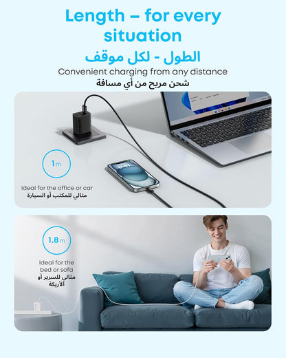 ANKER Zolo USB A to USB C Fast Charging 3ft/0.9m Cable