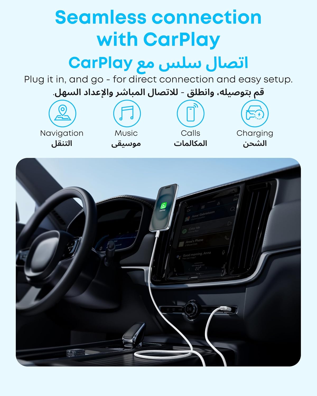 ANKER Zolo USB A to USB C Fast Charging 3ft/0.9m Cable