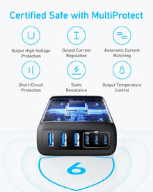 Anker 6 Ports Multi-Device Fast Charging (112.6 Ports , Gan )