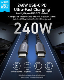 Anker Prime USB-C to USB-C Cable (3 ft / 6 ft, 240W, Upcycled-Braided)