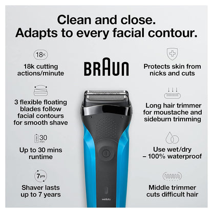 Braun Shaver Series 3 3010s Wet & Dry Electric Shaver for Men