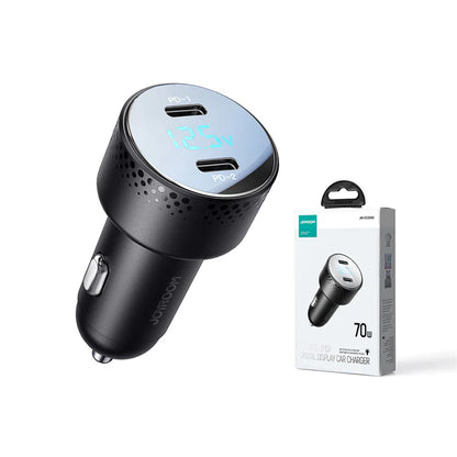 JOYROOM JR-CCD02 Car Charger 2x USB C 70W with LED display
