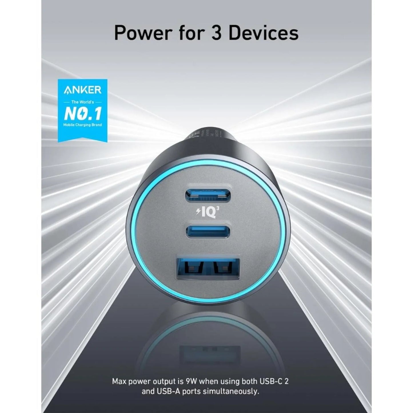 ANKER 335 67W Car Charger with 3ft Type-C Cable
