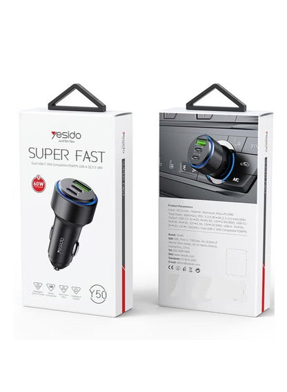 Yesido Super Fast USB-C 30W Comatible PD&PPS USB-A QC3.0 18W