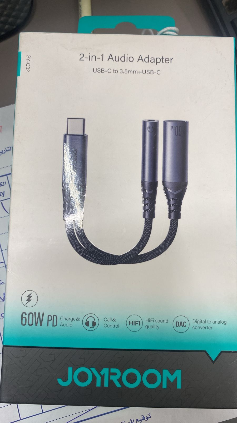 JOYROOM SY-C02 Audio-Transfer Series 2-in-1 USB-C TO 3.5MM+USB-C