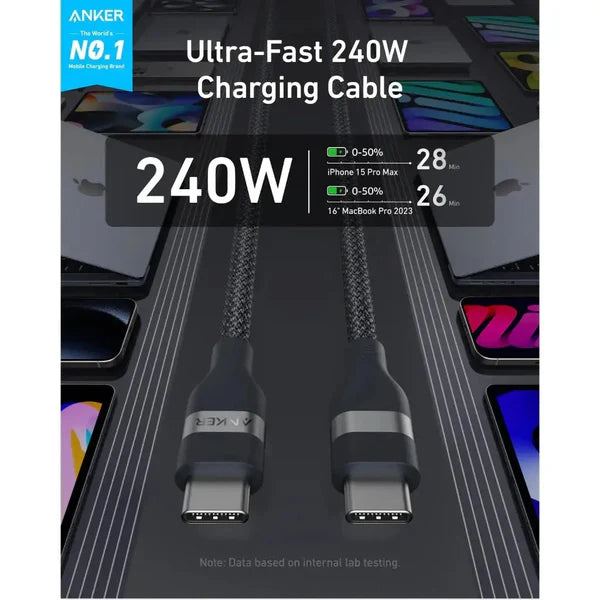Anker USB C to USB C 240W Upcycled-Braided Fast Charging Cable