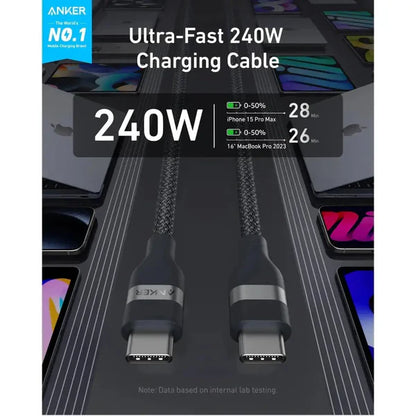 Anker USB C to USB C 240W Upcycled-Braided Fast Charging Cable